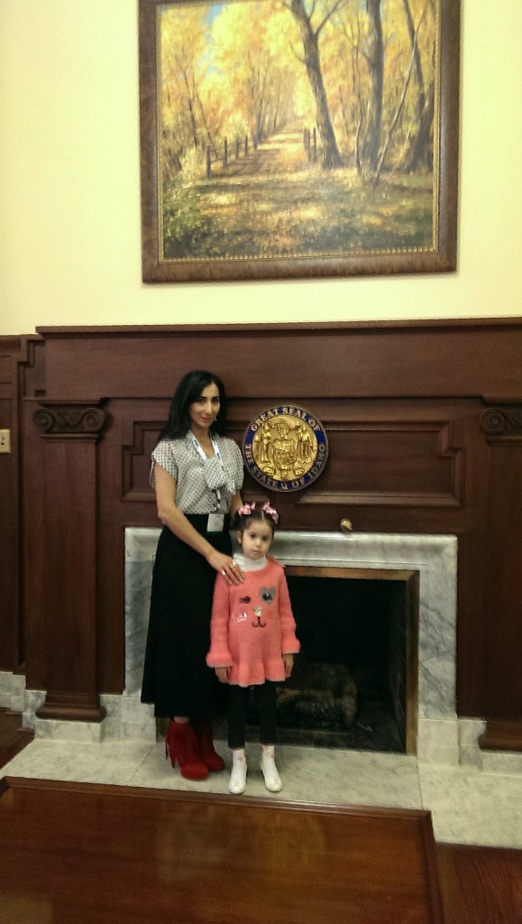 ANCA-Utah chair Liyah Babayan was assisted by her mother Tamara and daughter Angeli as she shared her story of being a refugee from Azerbaijan with Idaho legislators.